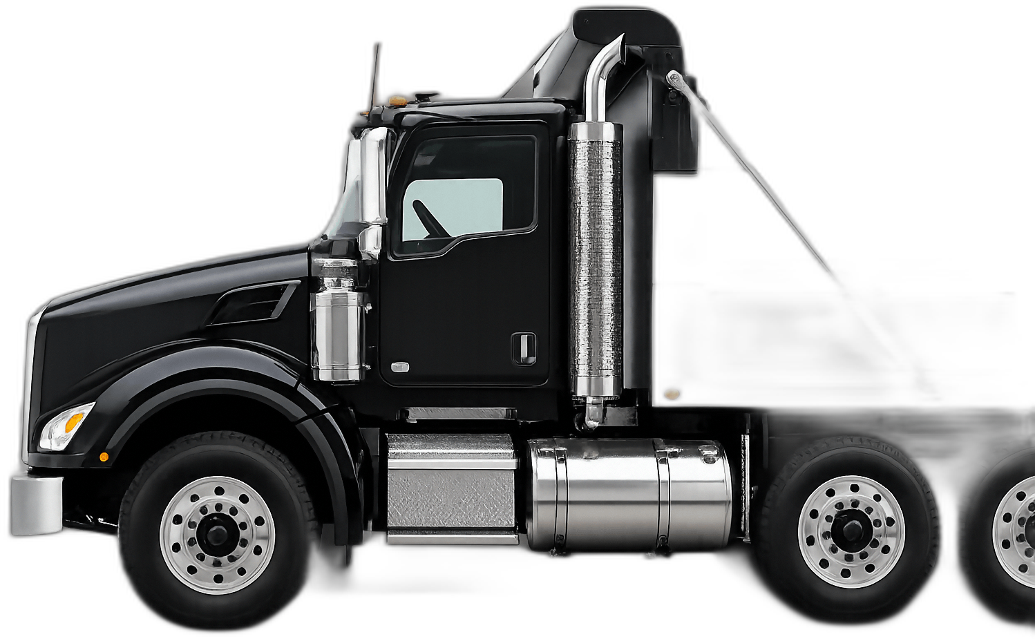 Black commercial dump truck